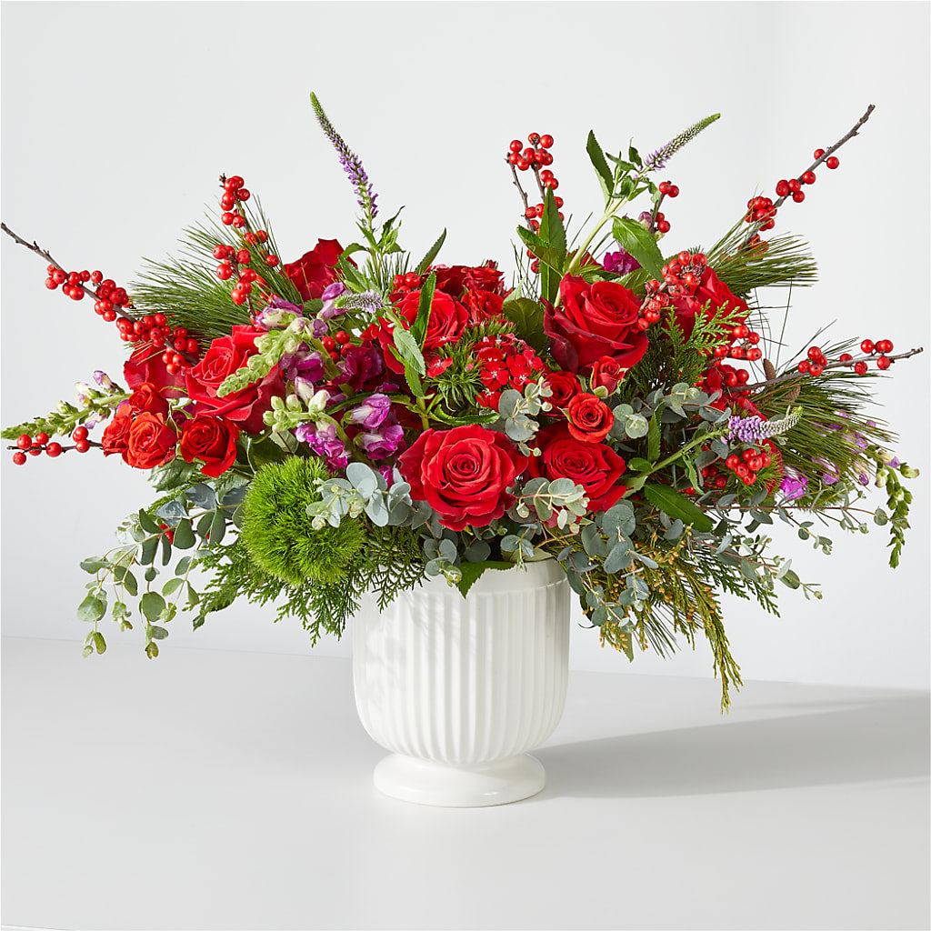 Big Red Bow Bouquet – Salon Diane Aubin Fleuriste Inc., Jonquiere PQ