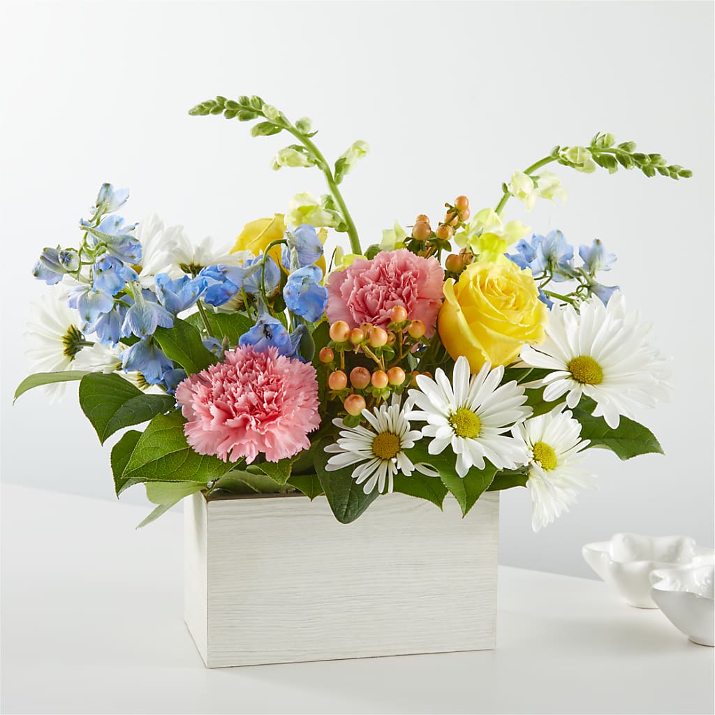 Sun Salutation Box Bouquet – Salon Diane Aubin Fleuriste Inc., Jonquiere PQ