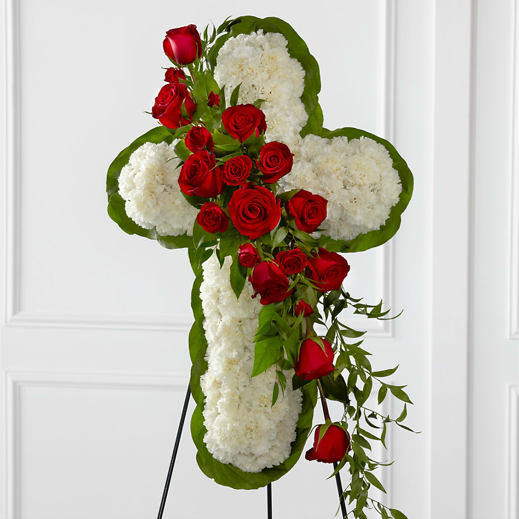 Floral Cross Easel – Salon Diane Aubin Fleuriste Inc., Jonquiere PQ