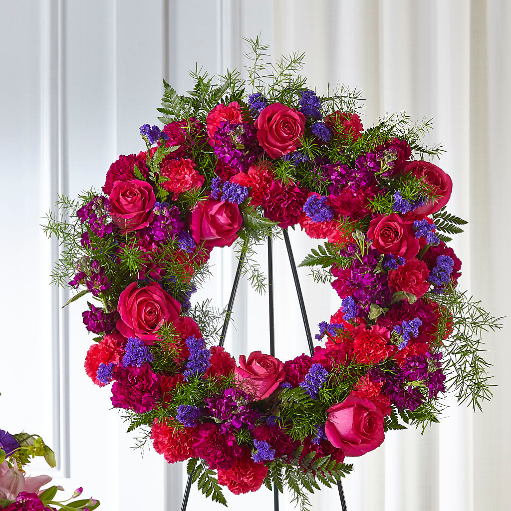 Calming Colors Wreath – Salon Diane Aubin Fleuriste Inc., Jonquiere PQ