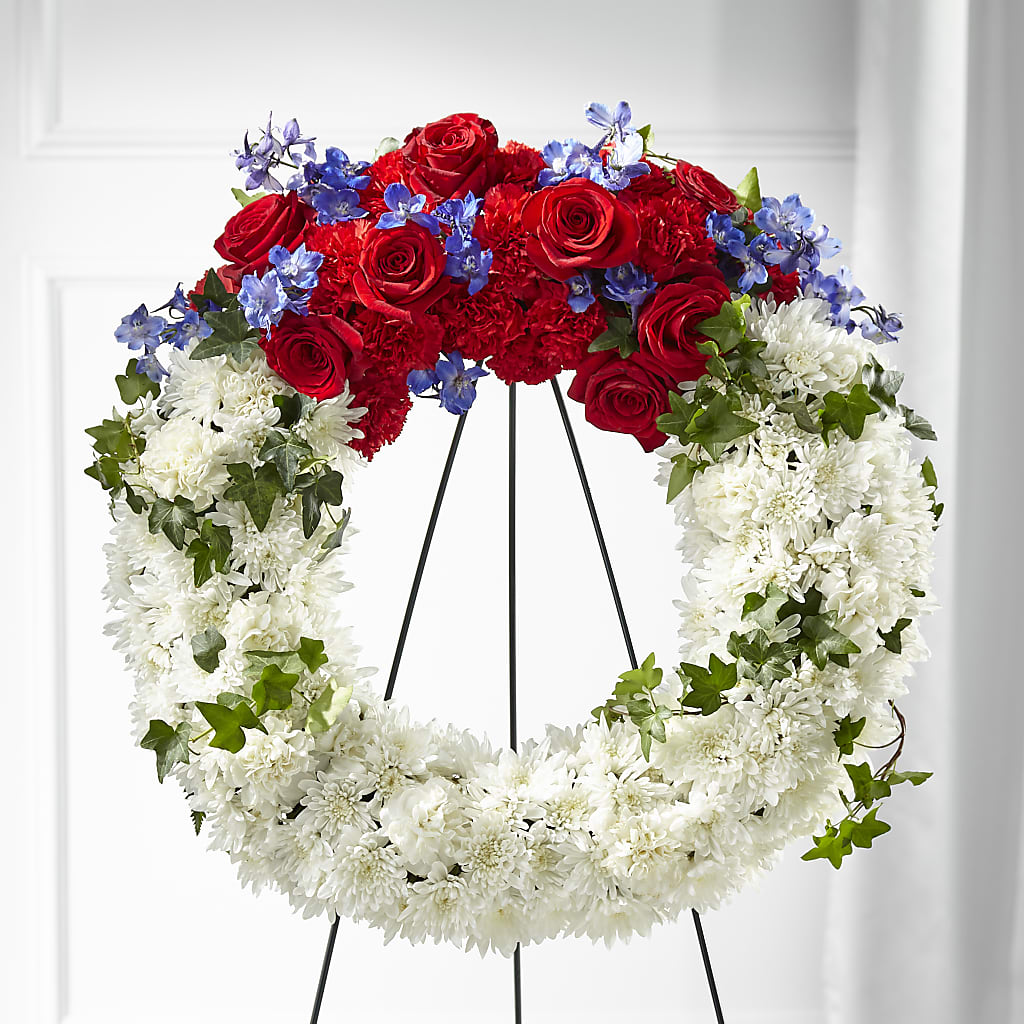 Patriotic Passion Wreath – Salon Diane Aubin Fleuriste Inc., Jonquiere PQ