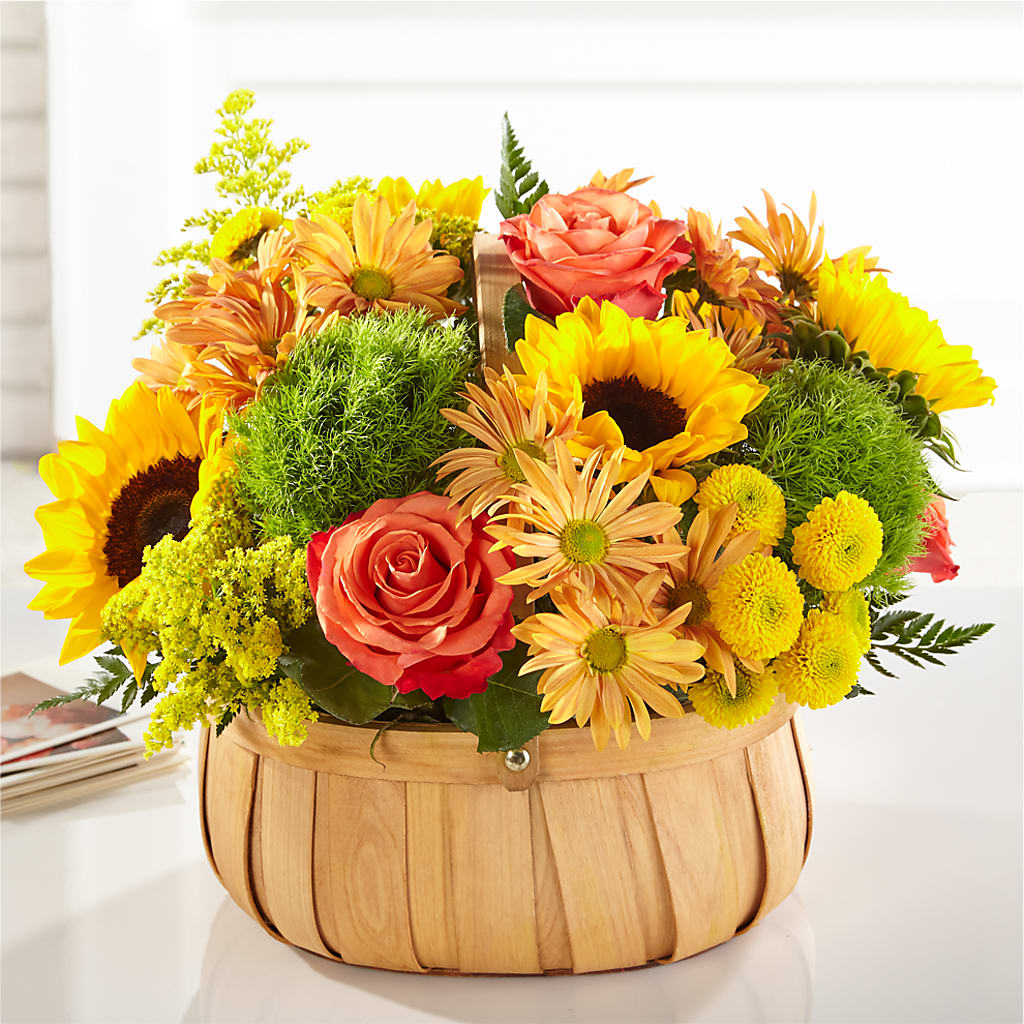 Harvest Sunflower Basket – Salon Diane Aubin Fleuriste Inc., Jonquiere PQ