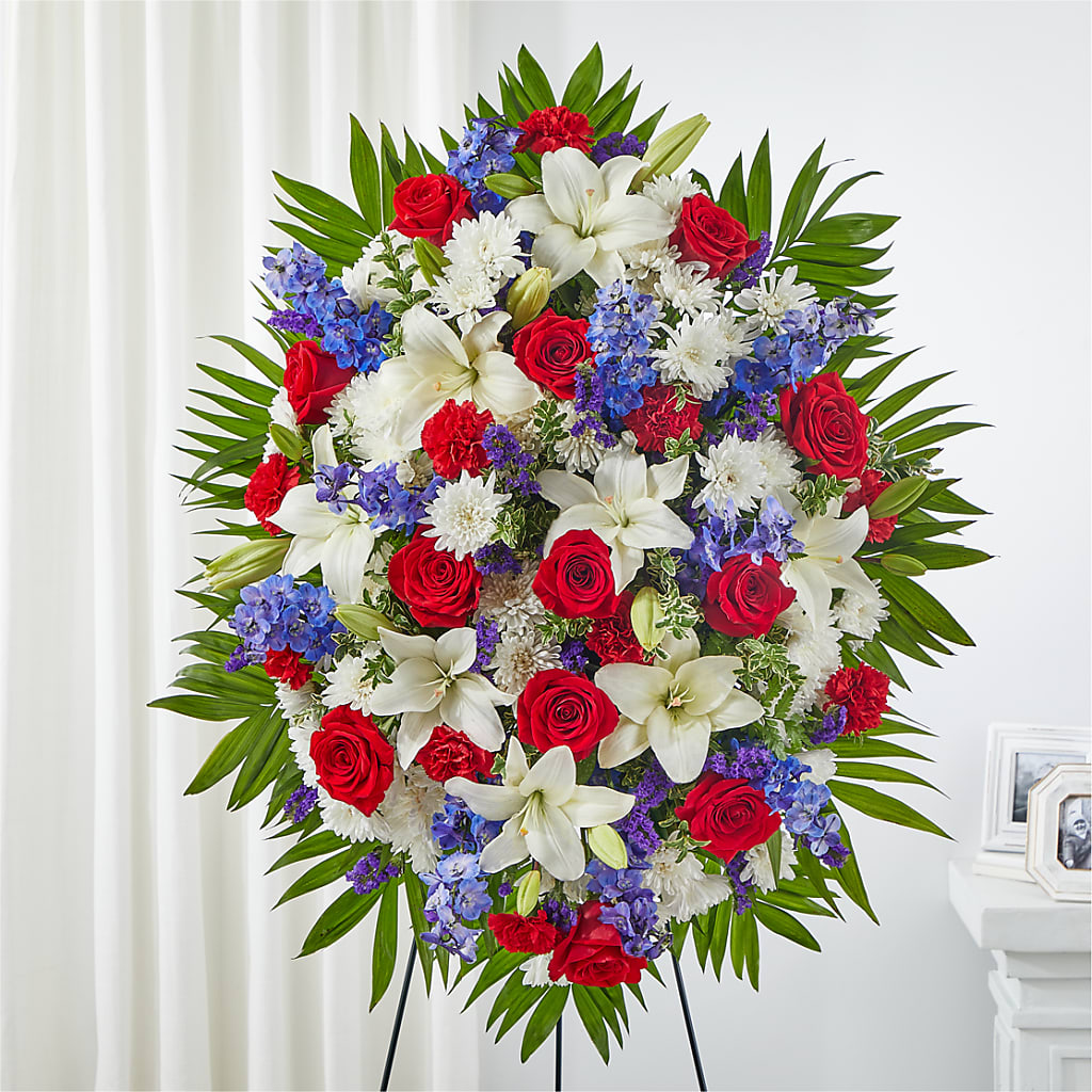 Cherished Service Standing Spray – Salon Diane Aubin Fleuriste Inc., Jonquiere PQ