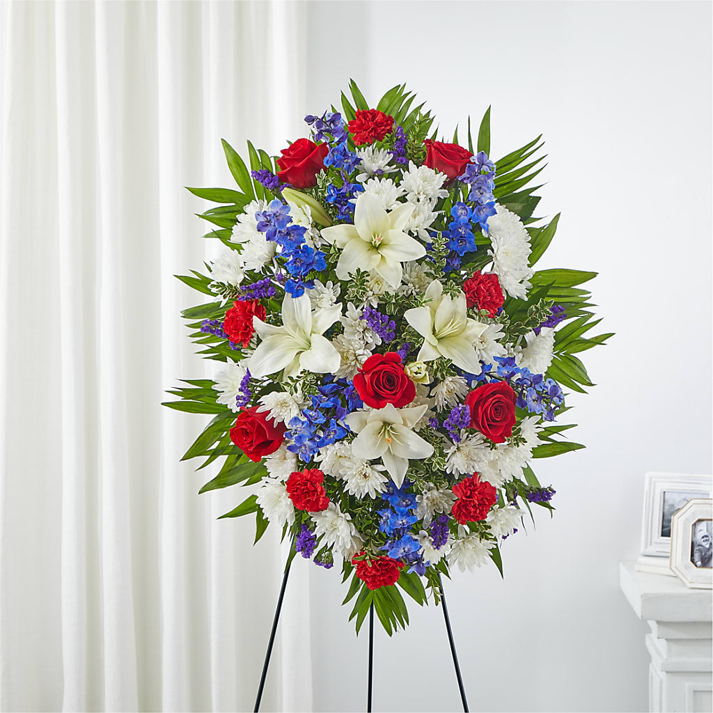 Cherished Service Standing Spray – Salon Diane Aubin Fleuriste Inc., Jonquiere PQ