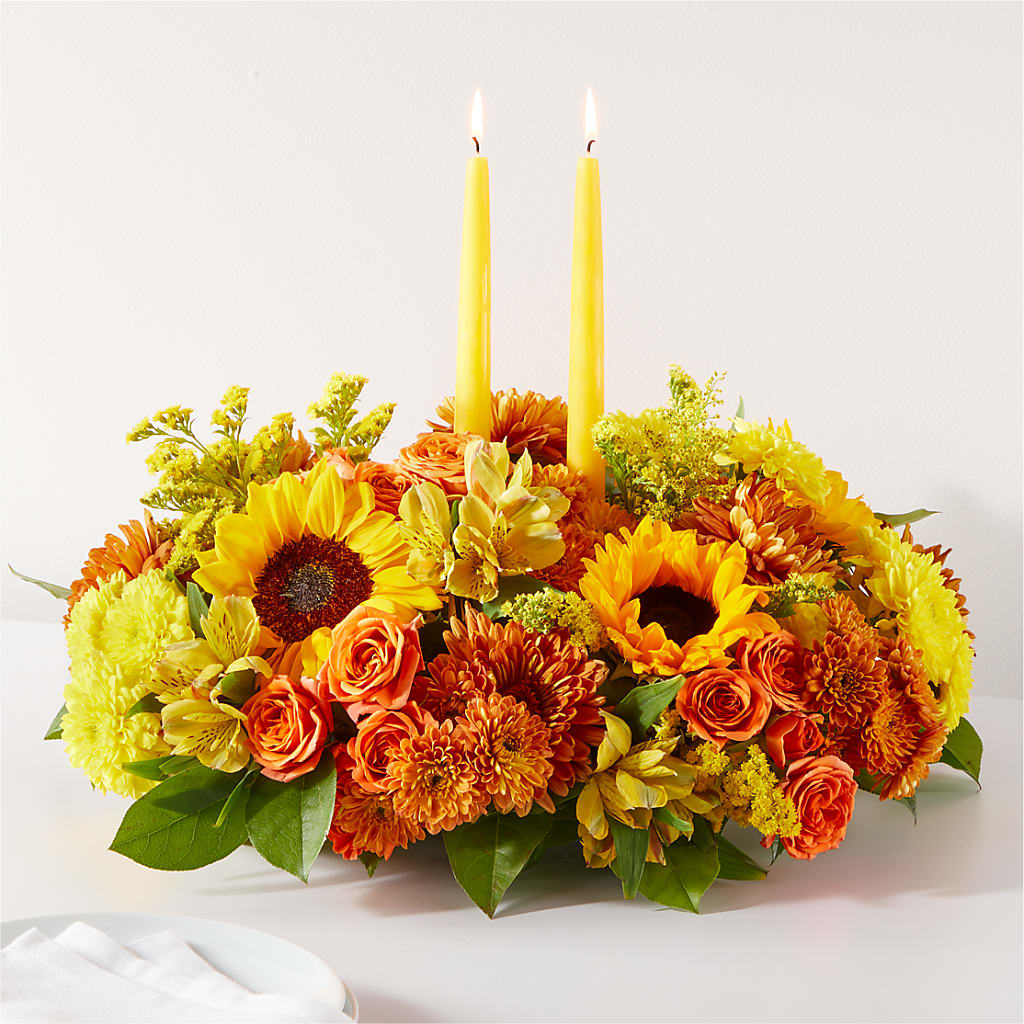 Autumn Harmony Centerpiece – Salon Diane Aubin Fleuriste Inc., Jonquiere PQ