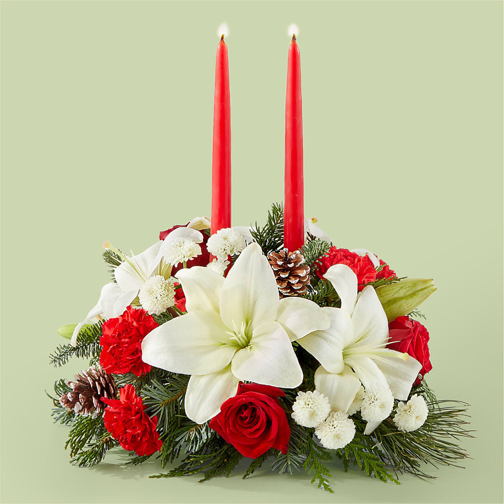 Seasonal Festivities Centerpiece – Salon Diane Aubin Fleuriste Inc., Jonquiere PQ