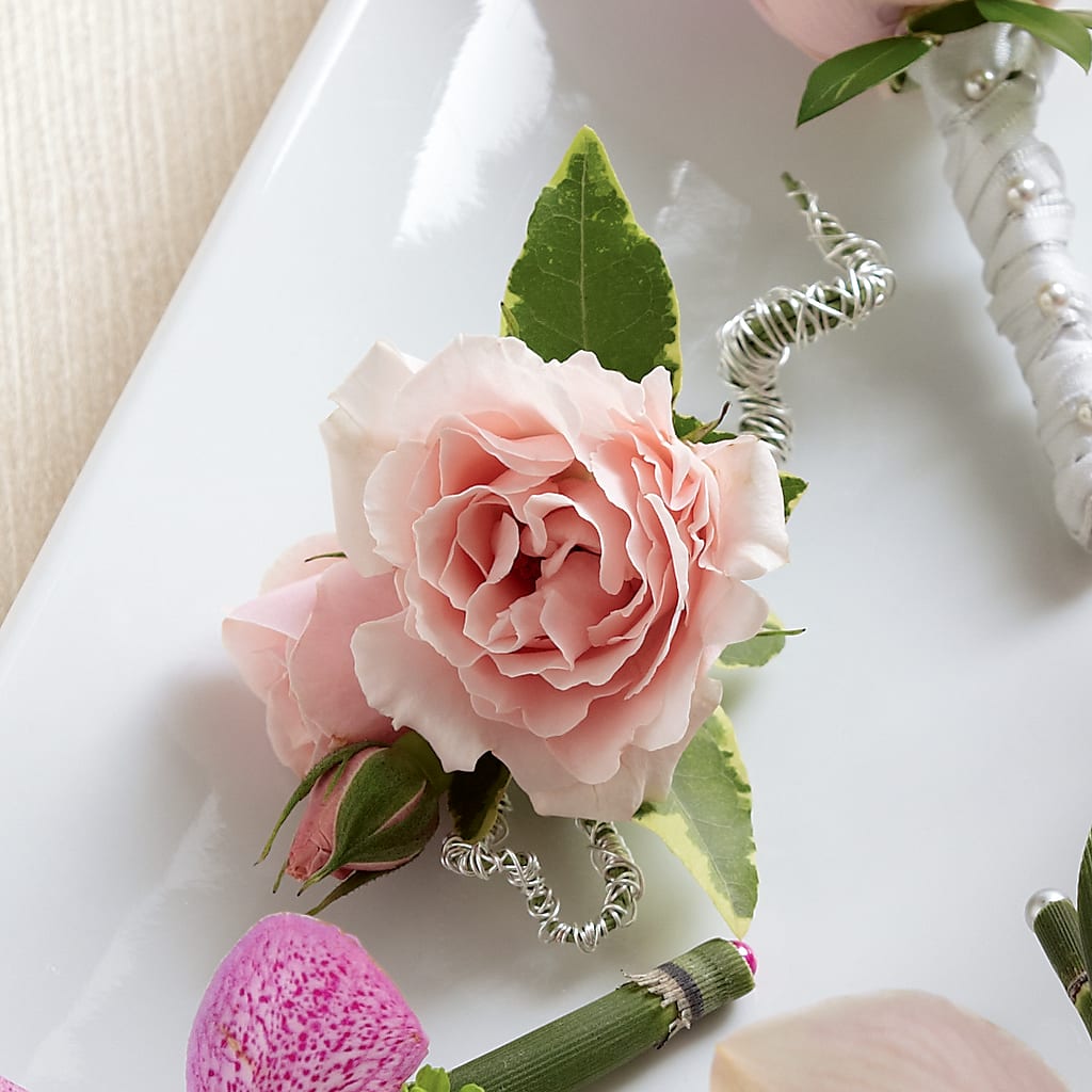 Pink Spray Rose Boutonniere – Salon Diane Aubin Fleuriste Inc., Jonquiere PQ