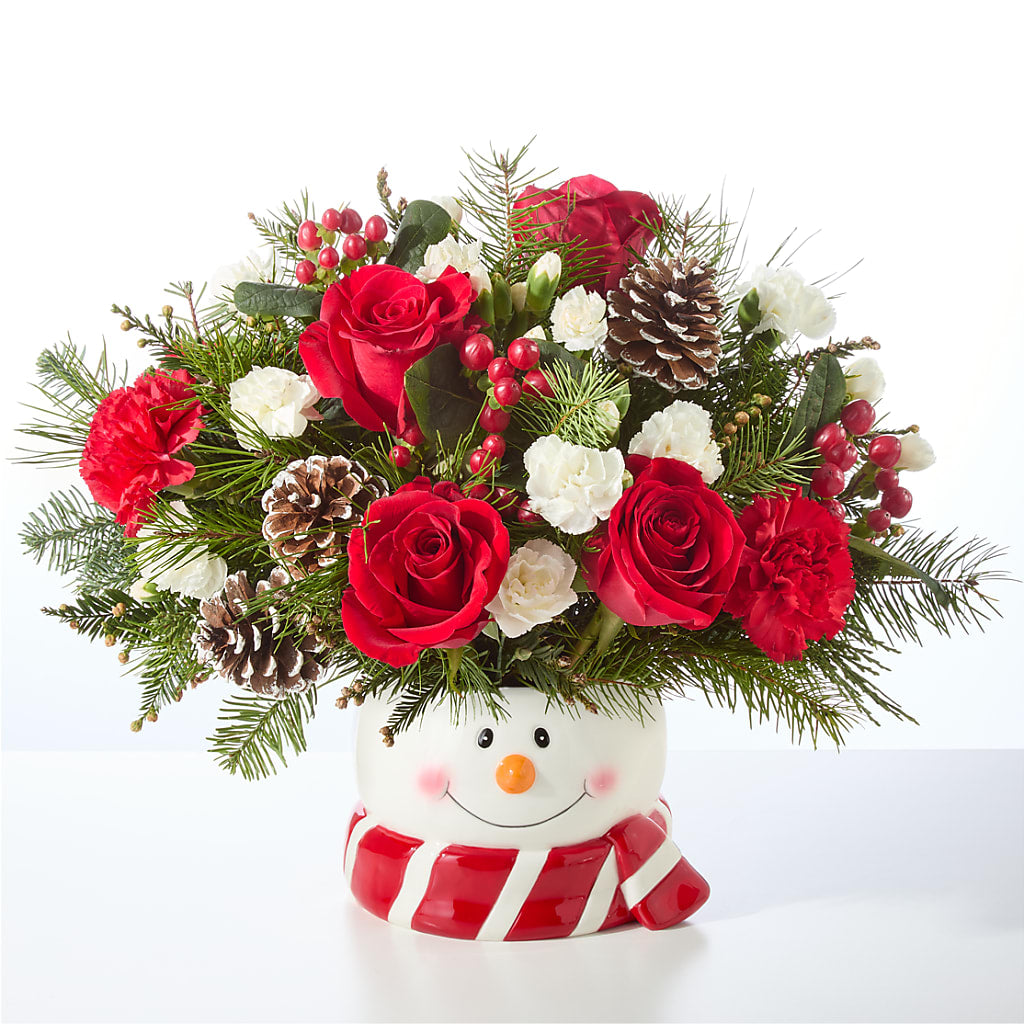 Jolly Snowman Bouquet –  Salon Diane Aubin Fleuriste Inc., Jonquiere PQ