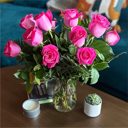 Long Stem Pink Rose Bouquet –  Salon Diane Aubin Fleuriste Inc., Jonquiere PQ
