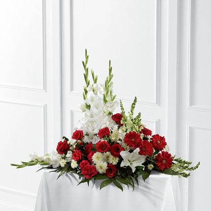 Crimson & White Arrangement –  Salon Diane Aubin Fleuriste Inc., Jonquiere PQ