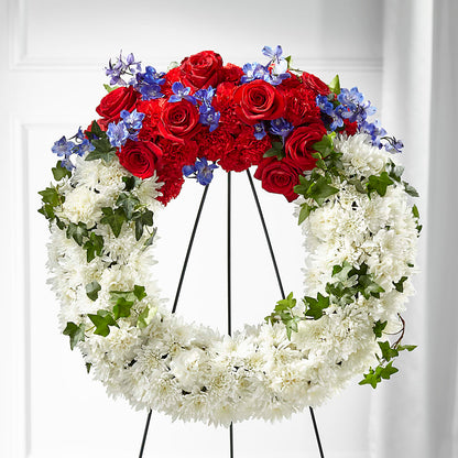 Patriotic Passion Wreath –  Salon Diane Aubin Fleuriste Inc., Jonquiere PQ