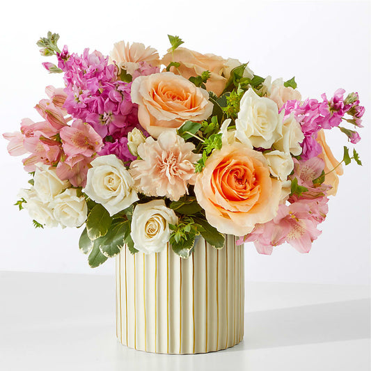 Paradise Bouquet with Ivory Vase –  Salon Diane Aubin Fleuriste Inc., Jonquiere PQ