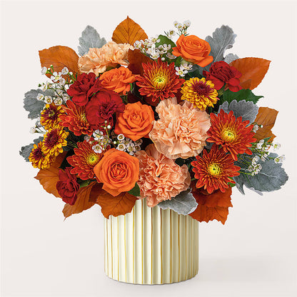 Merlot Bouquet with Ivory Vase –  Salon Diane Aubin Fleuriste Inc., Jonquiere PQ