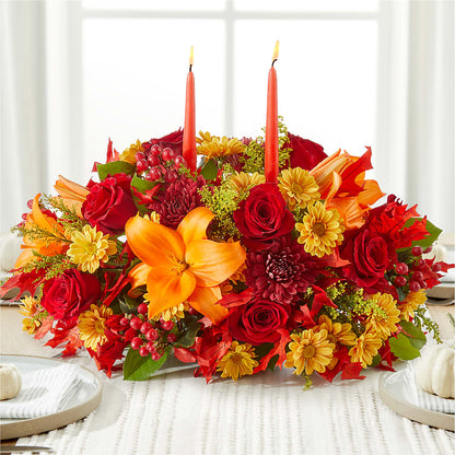 Autumn's Embrace Centerpiece –  Salon Diane Aubin Fleuriste Inc., Jonquiere PQ